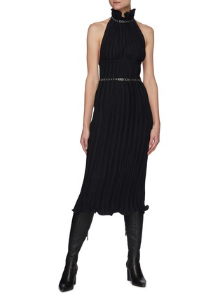 Figure View - Click To Enlarge - DION LEE - Chain Pleat Halter Dress