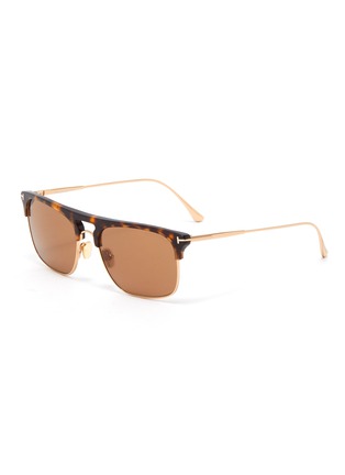 Main View - Click To Enlarge - TOM FORD - Bi-Mat Clubmaster Brown Lens Sunglasses