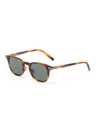Main View - Click To Enlarge - TOM FORD - Square Havana Acetate Green Lens Sunglasses