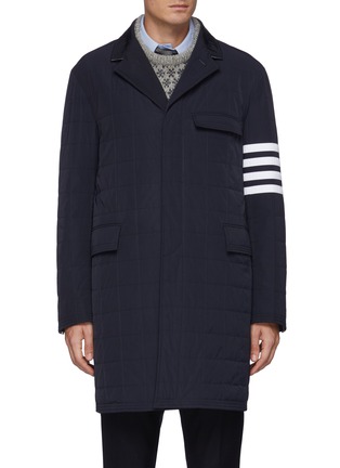 Main View - Click To Enlarge - THOM BROWNE - Four Bar Stripe Quilted Chesterfield Coat