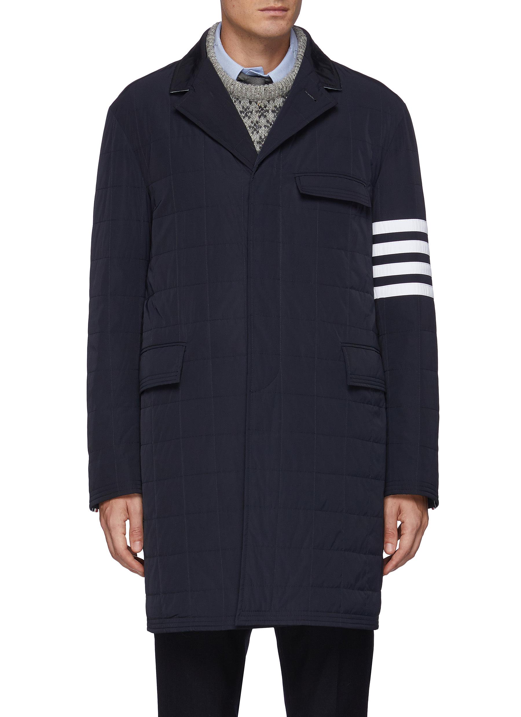 THOM BROWNE FOUR BAR STRIPE QUILTED CHESTERFIELD COAT