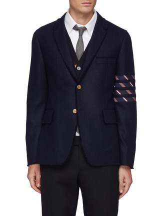 Main View - Click To Enlarge - THOM BROWNE  - Patterned stripe single-breasted blazer