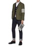 Figure View - Click To Enlarge - THOM BROWNE  - Four Bar Stripe Cotton Single Breasted Blazer