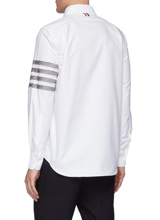 Back View - Click To Enlarge - THOM BROWNE - Four Bar Stripe Armband Silk Cotton Blend Oxford Shirt