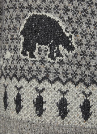  - THOM BROWNE  - Bear Graphic Fair Isle Jacquard Knit wool blend Crewneck Jumper