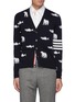 Main View - Click To Enlarge - THOM BROWNE  - Bear And Salmon Graphic Intarsia V-Neck Cardigan