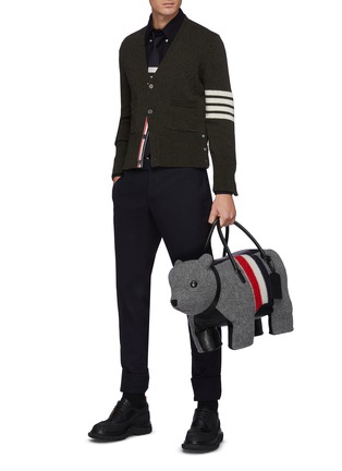 Figure View - Click To Enlarge - THOM BROWNE - Four Bar Sleeve Cotton Flannel Shirt