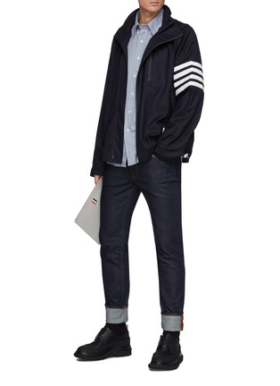Figure View - Click To Enlarge - THOM BROWNE - Four Bar Stripe Flannel Shirt