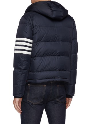 Back View - Click To Enlarge - THOM BROWNE  - Four Bar Sleeve Down Hooded Puffer Jacket