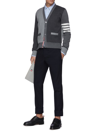 Figure View - Click To Enlarge - THOM BROWNE  - Milano Stitch Cotton Multi-colour 4 Bar Cardigan