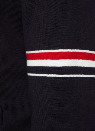  - THOM BROWNE  - Tricolour Stripe Detail V-neck Cotton Cardigan
