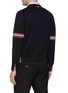 Back View - Click To Enlarge - THOM BROWNE  - Tricolour Stripe Detail V-neck Cotton Cardigan