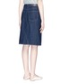 Back View - Click To Enlarge - VICTORIA, VICTORIA BECKHAM - 'Okinawa' motif embroidered cross front denim skirt
