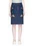 Main View - Click To Enlarge - VICTORIA, VICTORIA BECKHAM - 'Okinawa' motif embroidered cross front denim skirt