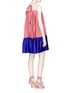 Figure View - Click To Enlarge - ROKSANDA - 'Malene' colourblock pleated georgette and satin twill dress