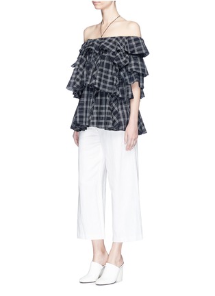 Figure View - Click To Enlarge - TOME - Check plaid off-shoulder top