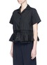 Front View - Click To Enlarge - TOME - Drawstring ruffle waist pinstripe shirt