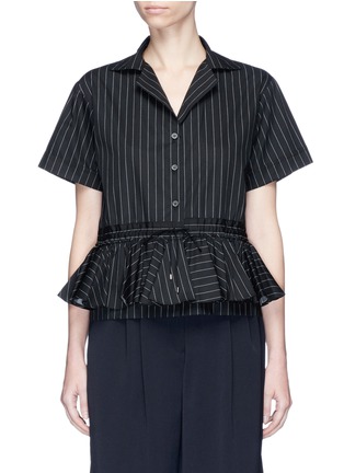 Main View - Click To Enlarge - TOME - Drawstring ruffle waist pinstripe shirt