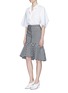 Figure View - Click To Enlarge - TOME - Ruffle gingham check mermaid skirt