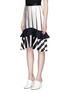 Front View - Click To Enlarge - TOME - Twill ruffle stripe print satin skirt