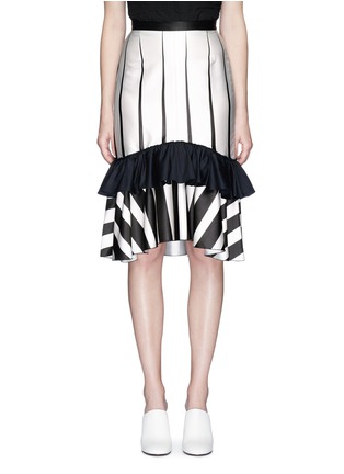 Main View - Click To Enlarge - TOME - Twill ruffle stripe print satin skirt