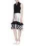 Figure View - Click To Enlarge - TOME - Twill ruffle stripe print satin skirt