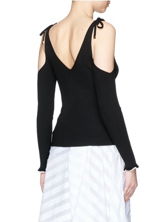 Back View - Click To Enlarge - ROSETTA GETTY - Cold shoulder rib knit camisole sweater