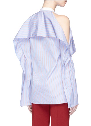 Back View - Click To Enlarge - ROSETTA GETTY - Stripe foldover front cold shoulder shirt