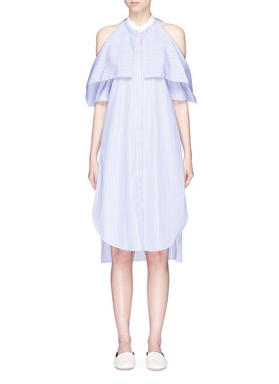 Main View - Click To Enlarge - ROSETTA GETTY - Stripe foldover cold shoulder shirt dress