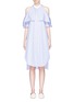 Main View - Click To Enlarge - ROSETTA GETTY - Stripe foldover cold shoulder shirt dress