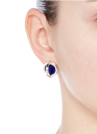 Figure View - Click To Enlarge - W. BRITT - 'Cross Circle' inset lapis earrings