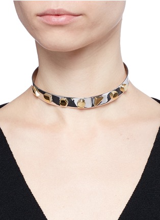 Figure View - Click To Enlarge - W. BRITT - 'Series I' geometric stud 18k gold plated collar necklace