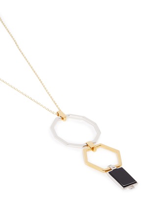 Detail View - Click To Enlarge - W. BRITT - 'Decagon Hex' convertible inset onyx 18k gold plated necklace