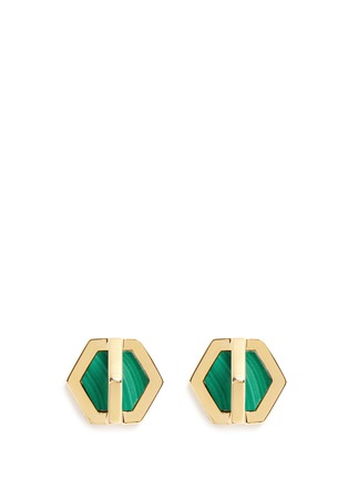 Main View - Click To Enlarge - W. BRITT - 'Cross Hex' inset malachite earrings
