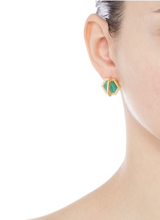 Figure View - Click To Enlarge - W. BRITT - 'Cross Hex' inset malachite earrings