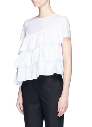 Front View - Click To Enlarge - CO - Tiered ruffle poplin top