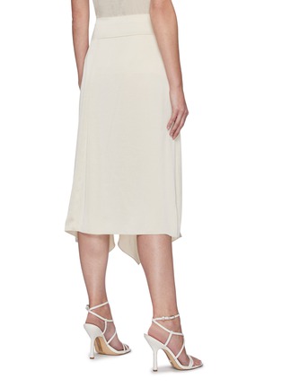 Back View - Click To Enlarge - THEORY - Asymmetric Drape Hem Satin Midi Skirt