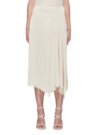 Main View - Click To Enlarge - THEORY - Asymmetric Drape Hem Satin Midi Skirt