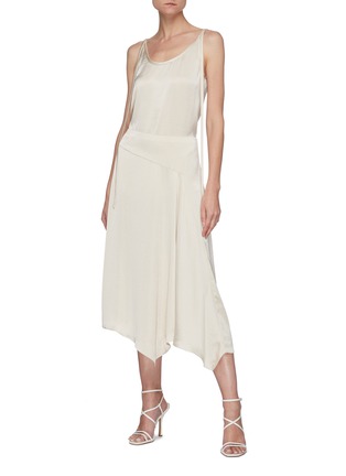 Figure View - Click To Enlarge - THEORY - Asymmetric Drape Hem Satin Midi Skirt