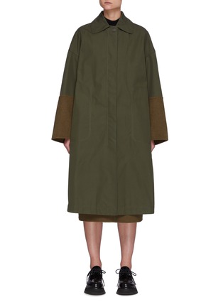 Main View - Click To Enlarge - LOEWE - Double Layered Textured Cuff Cotton Coat