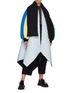 Figure View - Click To Enlarge - LOEWE - Colour Blocking Balloon Sleeved Flared Handkerchief Hem Parka With Padded Scarf