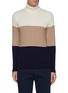 Main View - Click To Enlarge - BRUNELLO CUCINELLI - Colourblocked Wool Cashmere Silk Blend Turtleneck Sweater