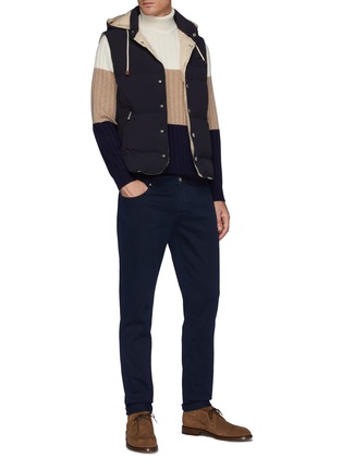 Figure View - Click To Enlarge - BRUNELLO CUCINELLI - Colourblocked Wool Cashmere Silk Blend Turtleneck Sweater