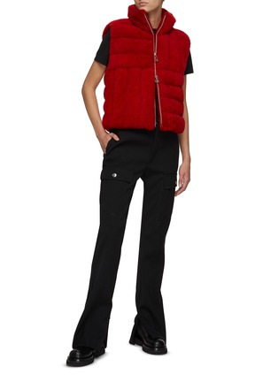 Figure View - Click To Enlarge - BOTTEGA VENETA - Stand Collar Shearling Zip-up Vest