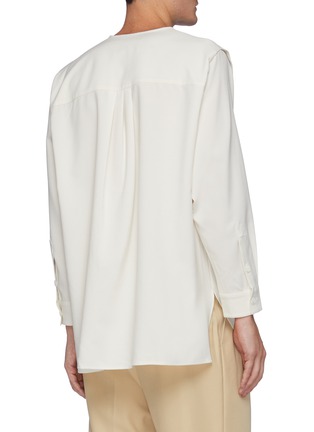 Back View - Click To Enlarge - RE: BY MAISON SANS TITRE - Folded Flap Pocket Collarless Shirt