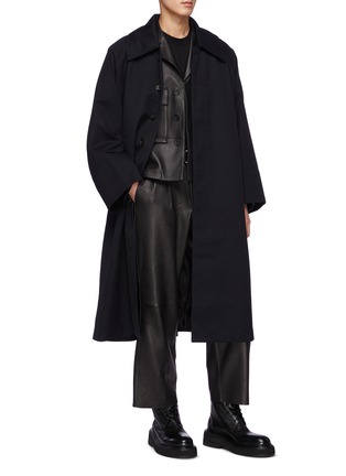 Figure View - Click To Enlarge - RE: BY MAISON SANS TITRE - Exaggerated Collar Concealed Placket Wool Blend Trench Coat