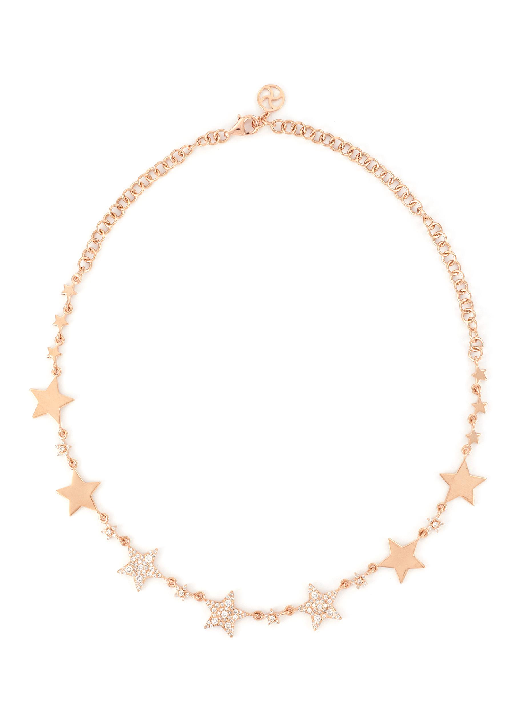 BEE GODDESS 'Starlight' Diamond 14k Rose Gold Adjustable Necklace
