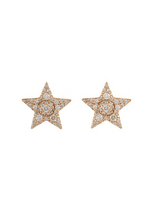Main View - Click To Enlarge - BEE GODDESS - Diamond 14k Rose Gold Star Stud Earrings