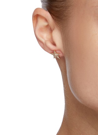 Figure View - Click To Enlarge - BEE GODDESS - Diamond 14k Rose Gold Star Stud Earrings