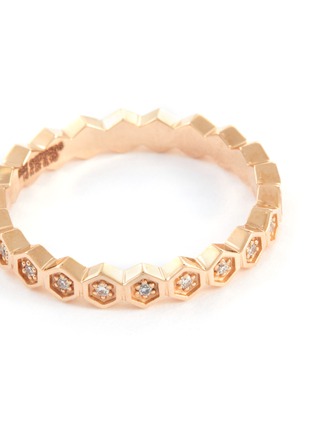 Detail View - Click To Enlarge - BEE GODDESS - Diamond 14k Rose Gold Honeycomb Ring